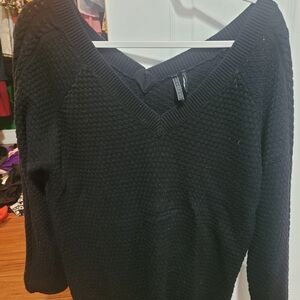 Guess Black V-Neck Knit Pullover